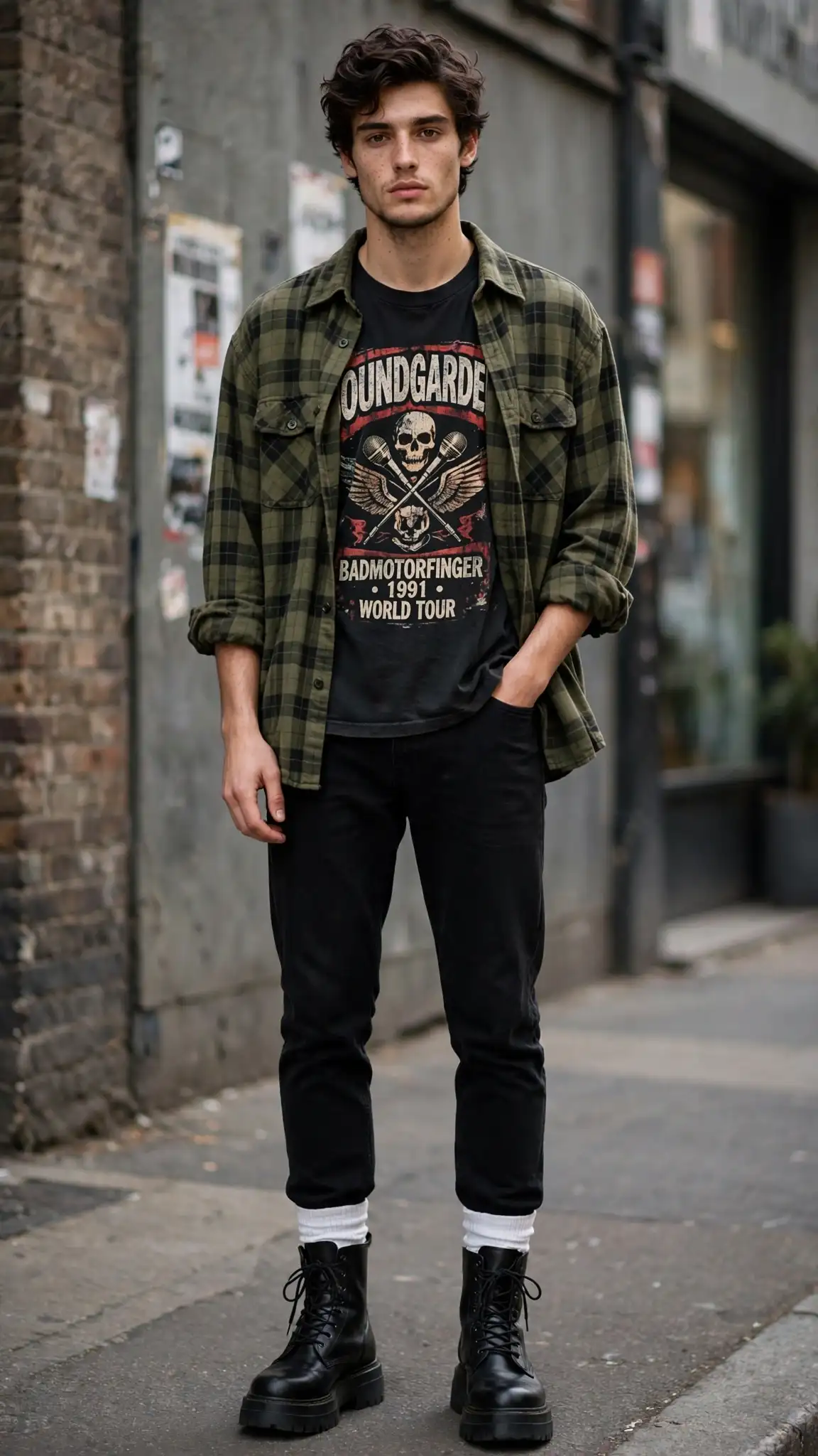 Flannel Over Band Tee