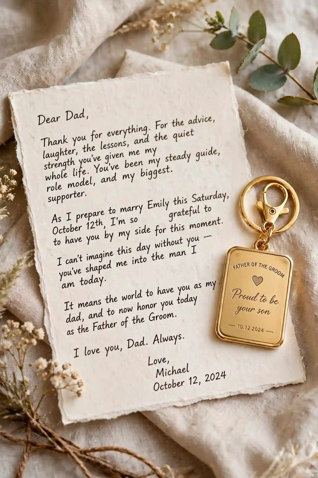 Father of the Groom Gift: 11 Ideas He'll Love 13 Handwritten Letter Paired with a Small Personalized Keepsake