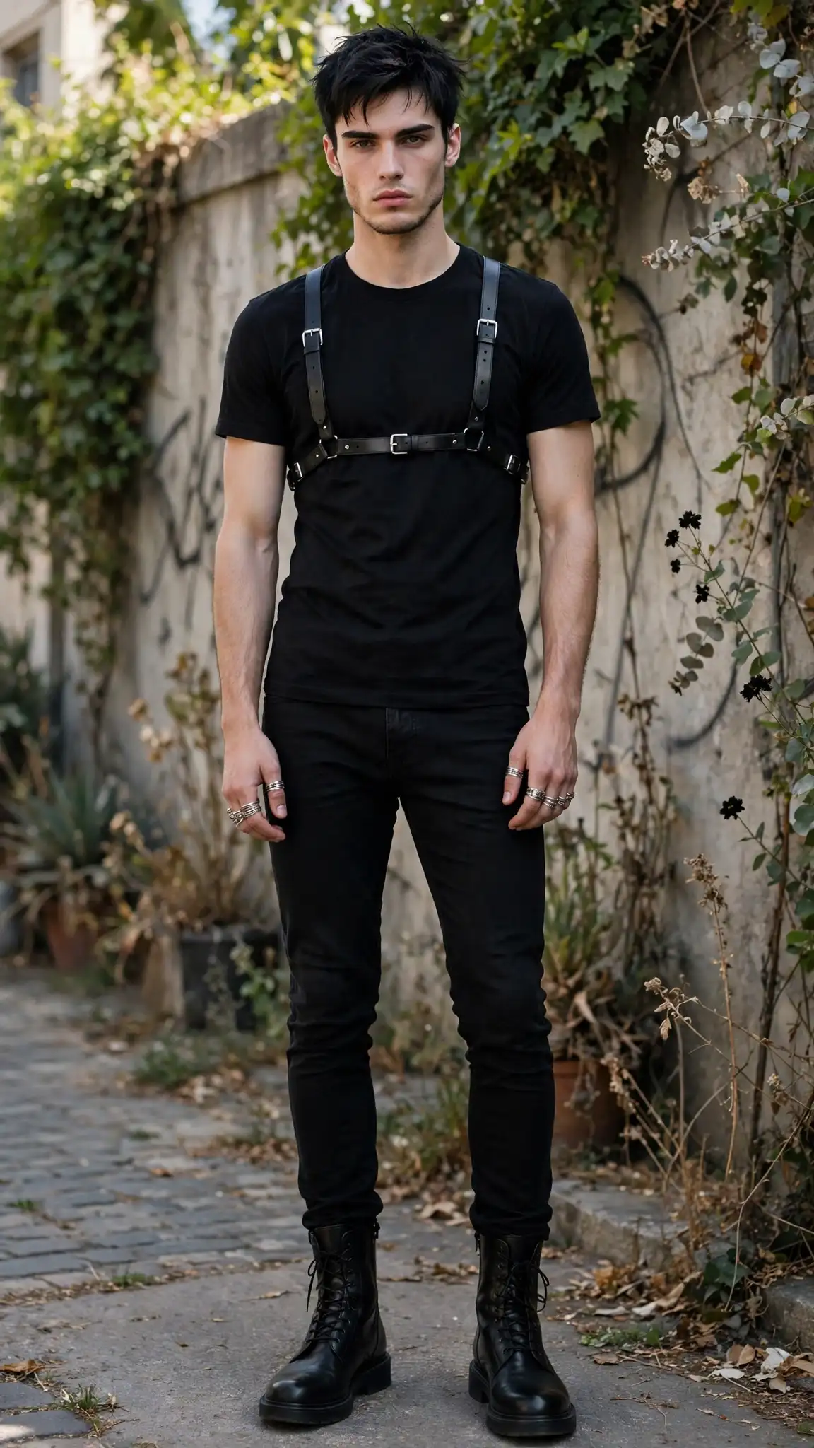Summer Goth Outfits: 14 Ideas That Feel Cool & Edgy 14 Harness Over Black Tee