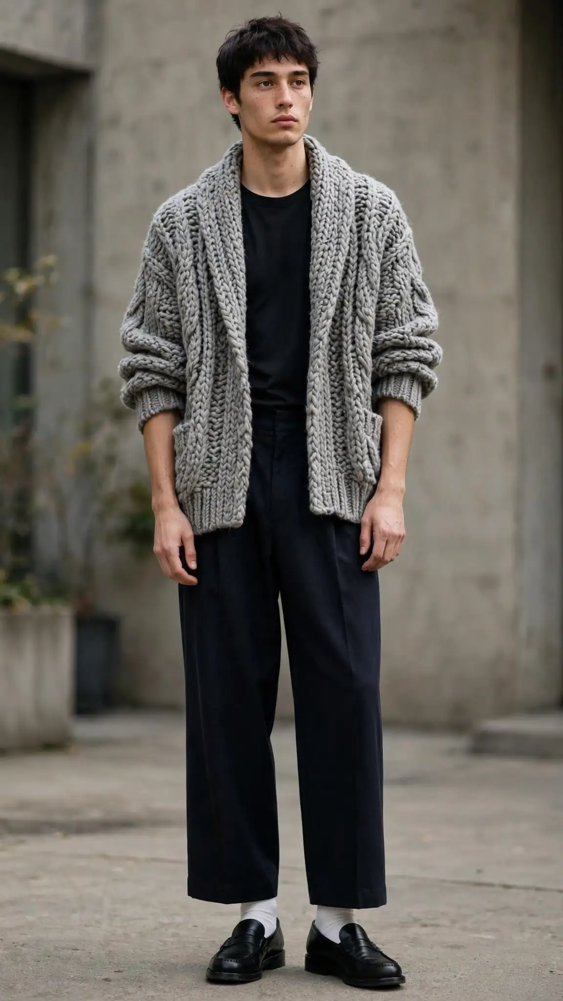 Knit Cardigan Over Tee