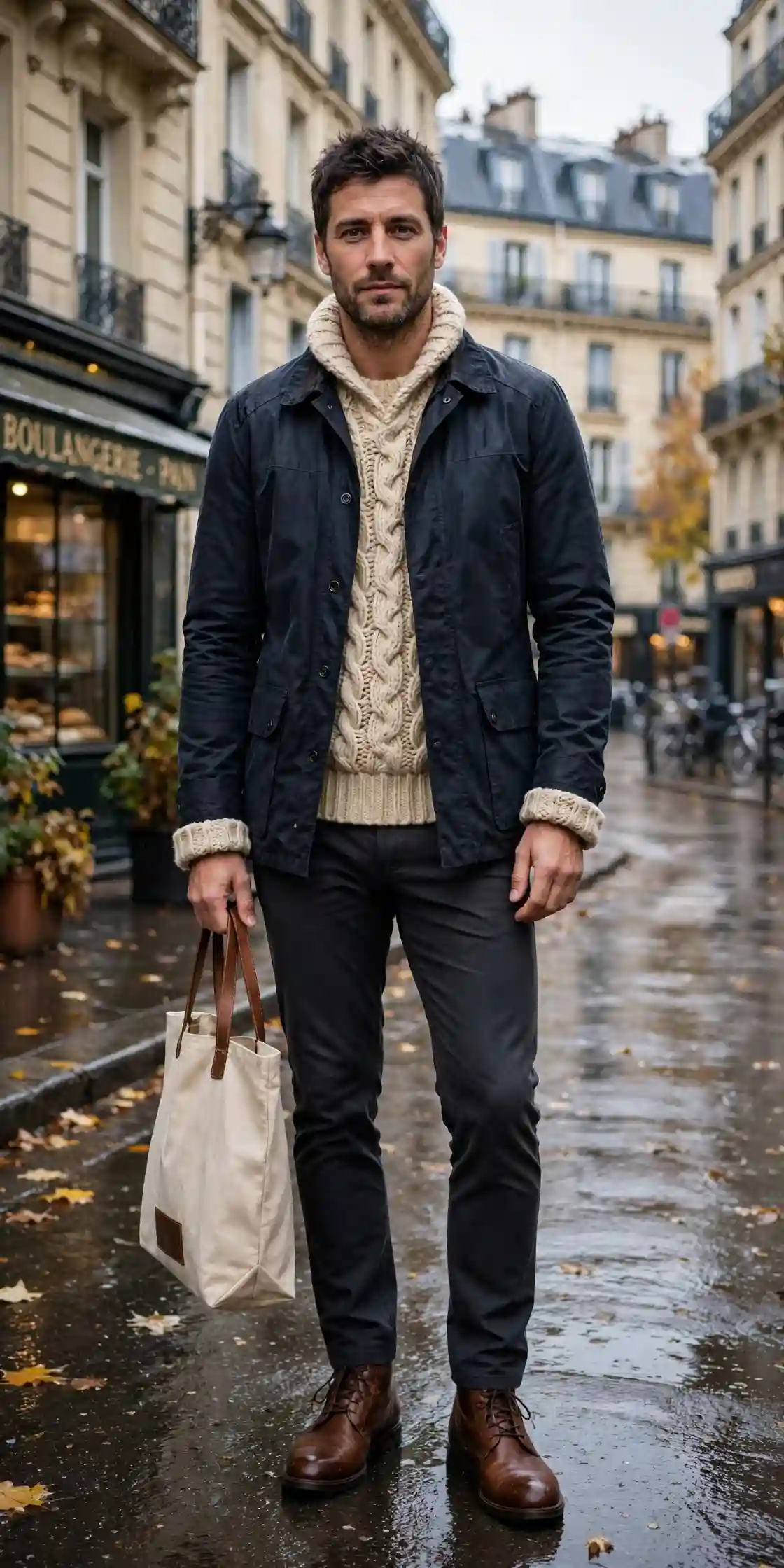 Men Autumn Outfits That Make Getting Dressed Easy 11 Navy Suit With a Roll Neck