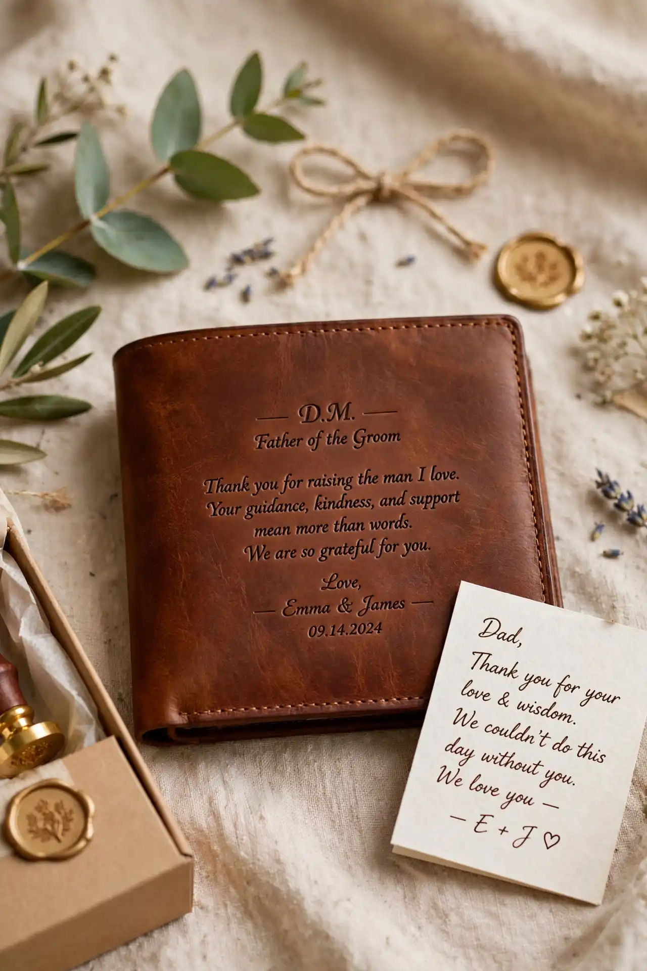 Father of the Groom Gift: 11 Ideas He'll Love 3 Personalized Leather Wallet with a Heartfelt Message