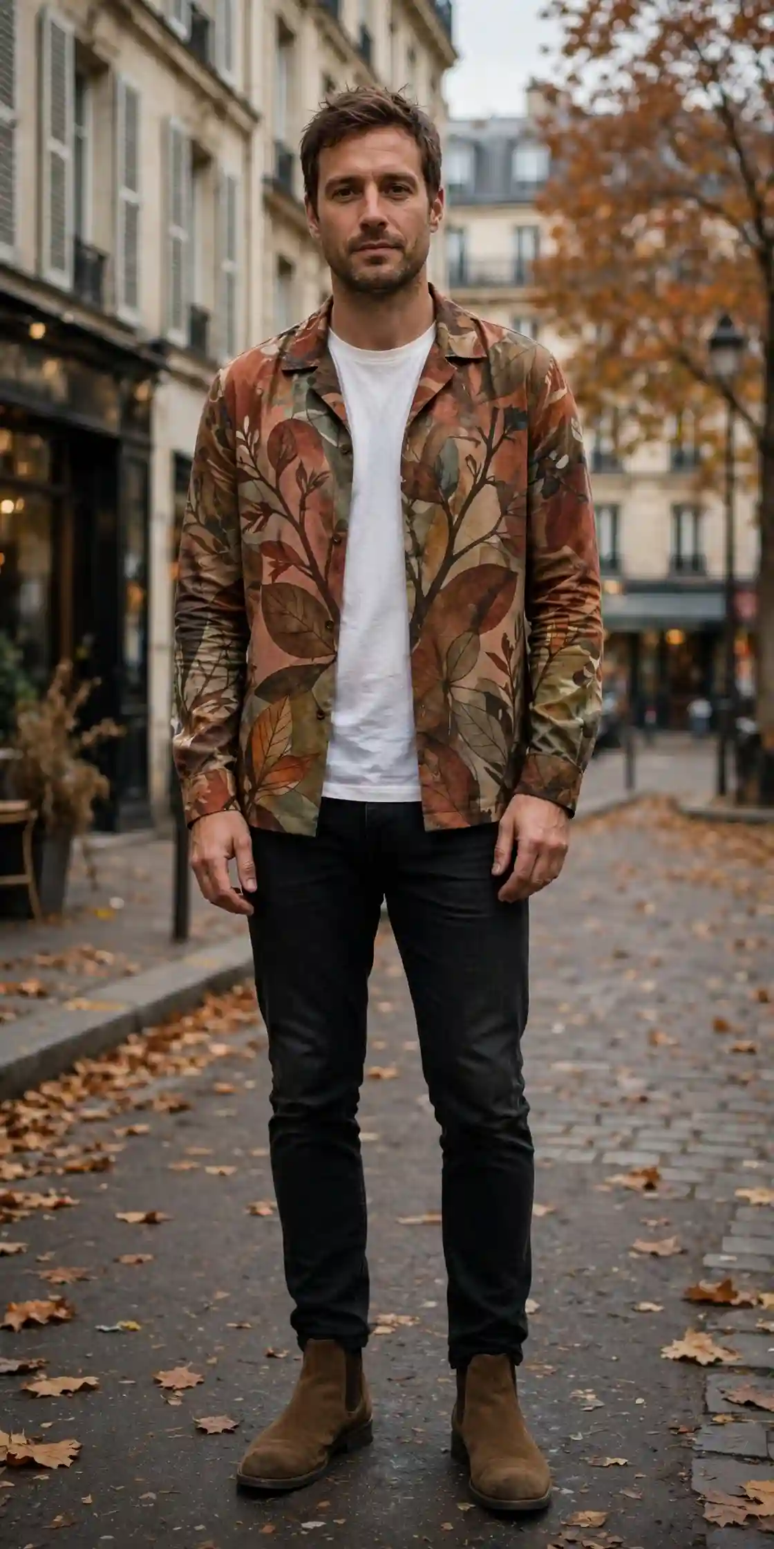 14 Autumn Shirts for Men That Elevate Every Outfit 15 Printed Shirt in Muted Autumn Tones