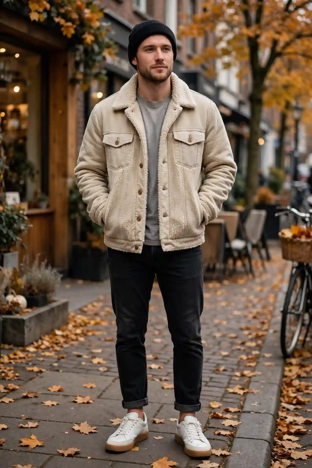 Men Autumn Outfits That Make Getting Dressed Easy 9 Sherpa-Lined Trucker Jacket