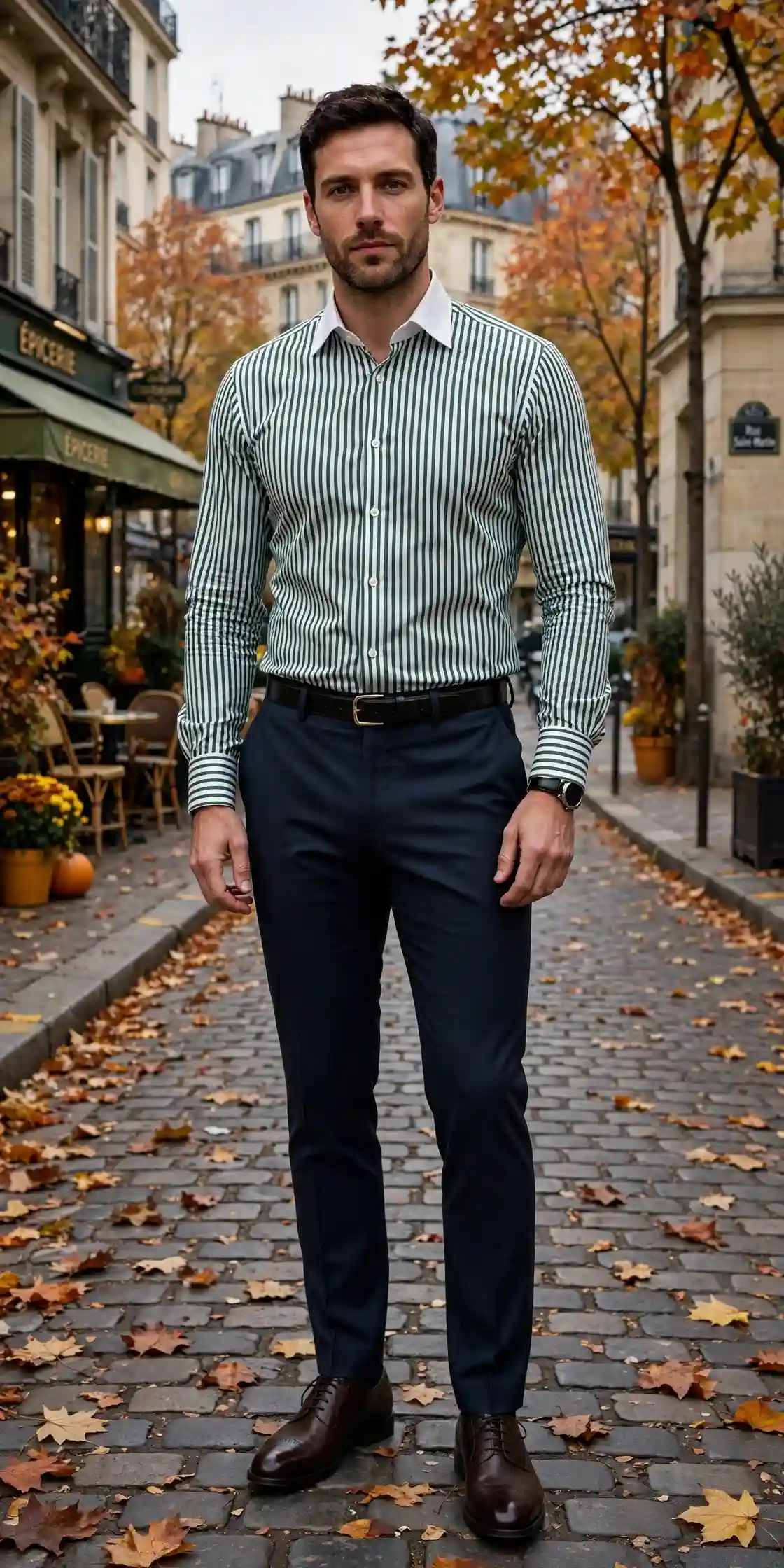 14 Autumn Shirts for Men That Elevate Every Outfit 14 Striped Formal Shirt in Autumn Tones