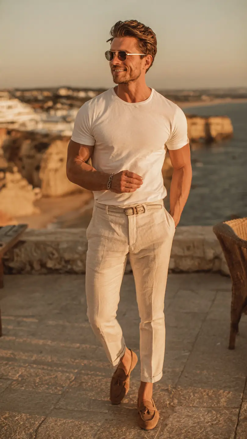 9 Portugal Outfits for Men for Every Adventure 4 The Algarve Cliff Bar — Smart Enough for Sunset Cool Enough for 30°C