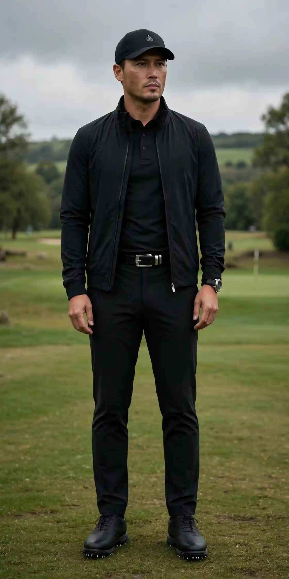 8 Men's Fall Golf Outfits for a Sharp Course Look 7 The All-Black Fairway Fit