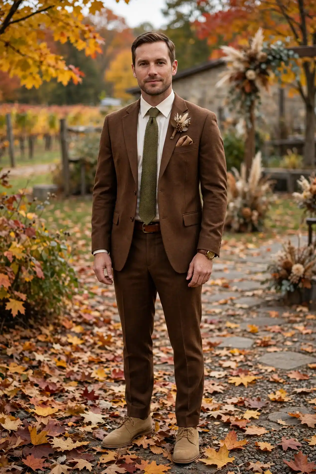 Men's Fall Wedding Outfits: 15 Ideas for Every Dress Code 14 The Brown Suit