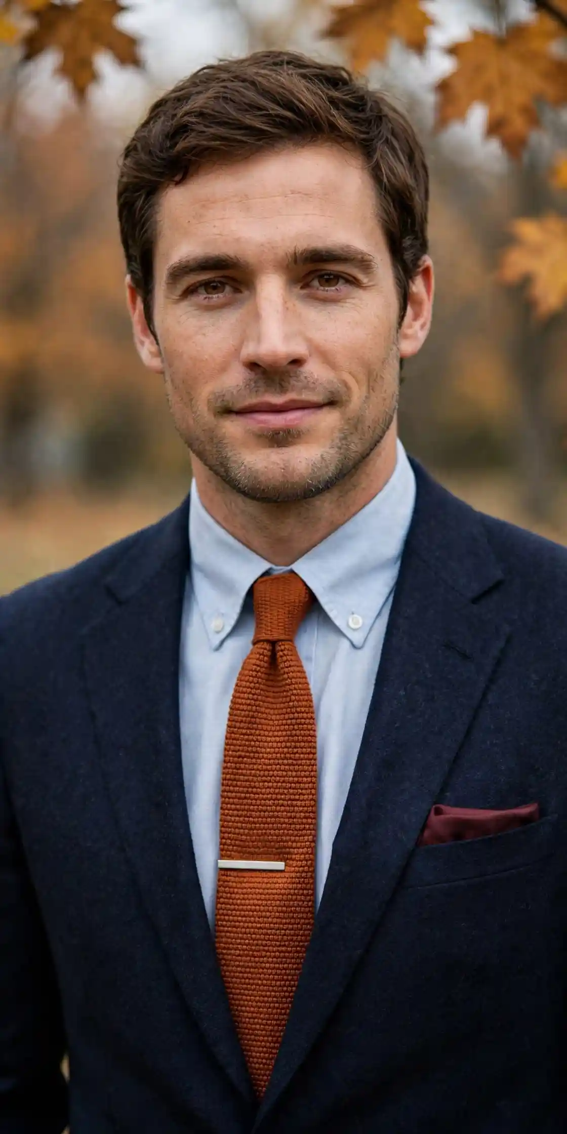 Men's Autumn Ties: 7 Ideas That Actually Elevate Your Outfit 4 The Burnt Orange Knit
