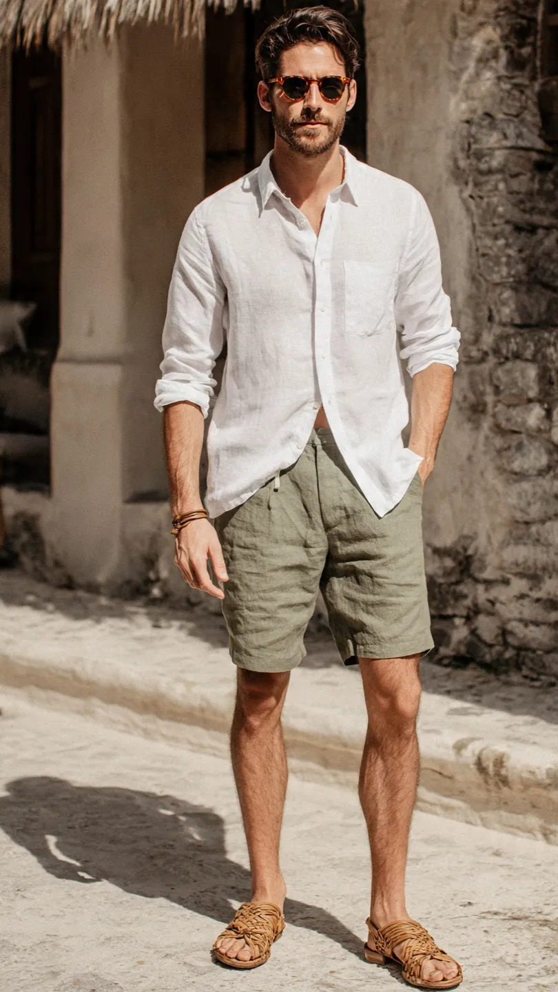 13 Mexican Outfits for Men That Blend Color and Culture 10 The Casual Huarache and Shorts Combination — Warm-Weather Done Right