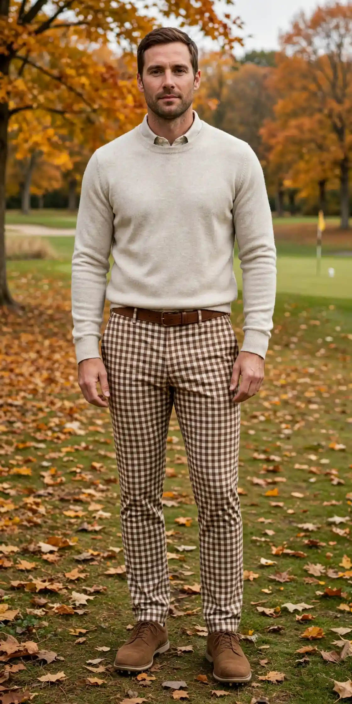 8 Men's Fall Golf Outfits for a Sharp Course Look 8 The Checked Trousers Statement