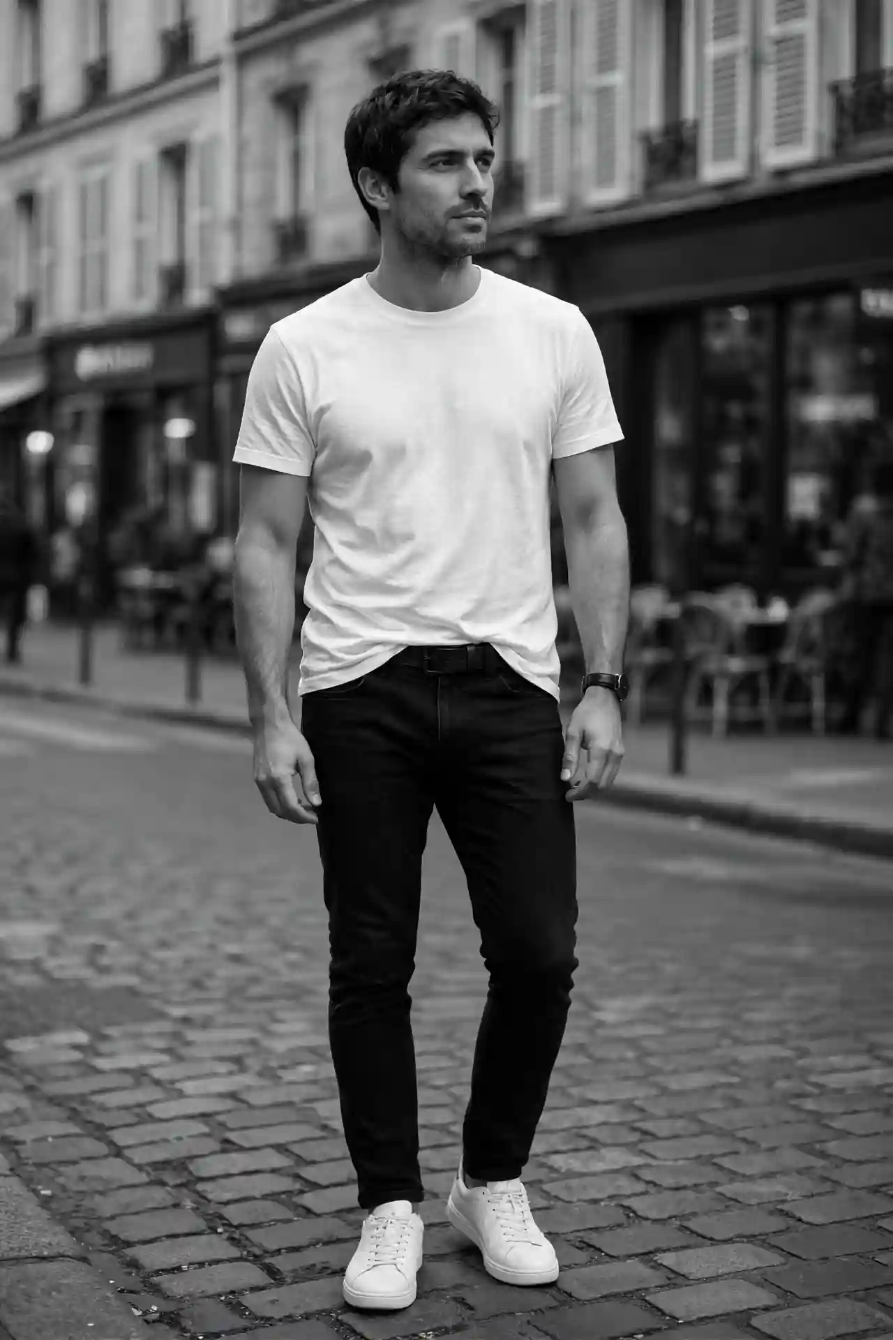 12 Paris Outfits for Men That Look Sharp Every Time 7 The Elevated Basic — When You Want to Disappear Stylishly