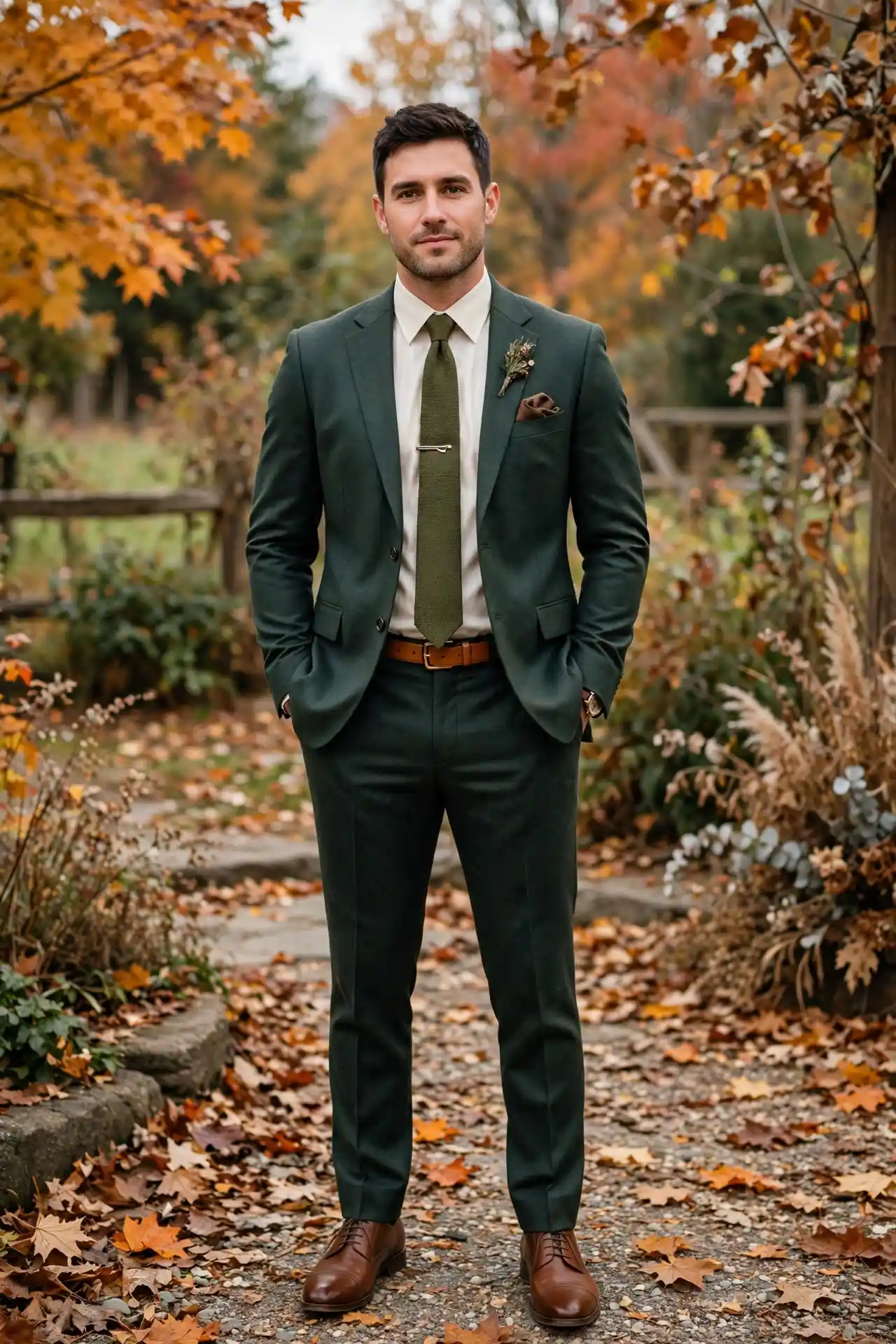Men's Fall Wedding Outfits: 15 Ideas for Every Dress Code 7 The Forest Green Suit