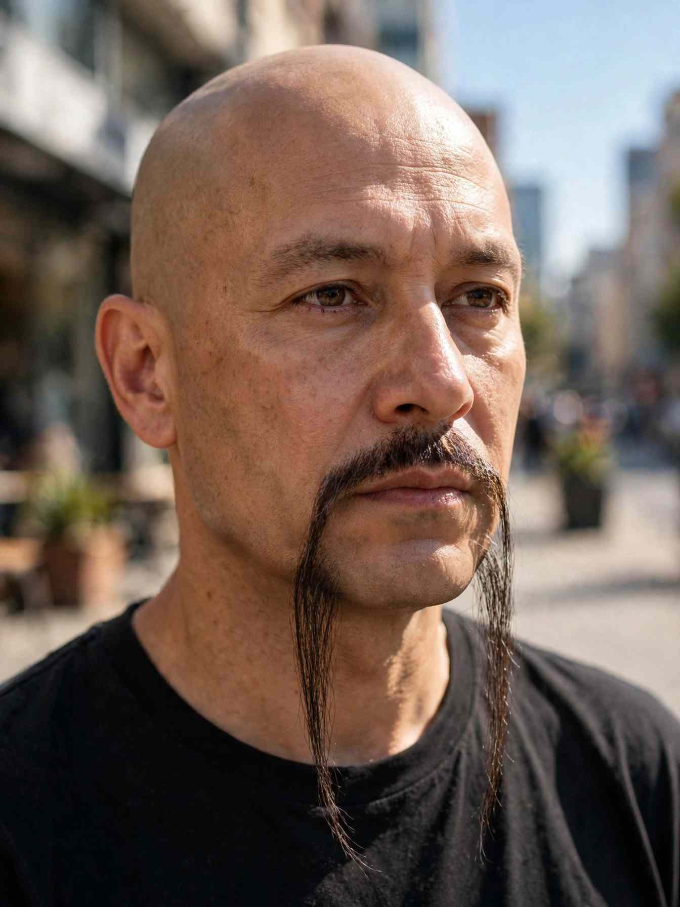 Bald Men with Mustache: 11 Timeless Style Ideas 7 The Fu Manchu