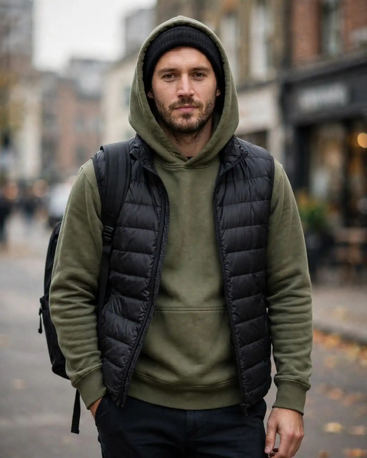 Men's Fall Hoodies for Effortless Autumn Style 15 The Hoodie and Puffer Vest Combo