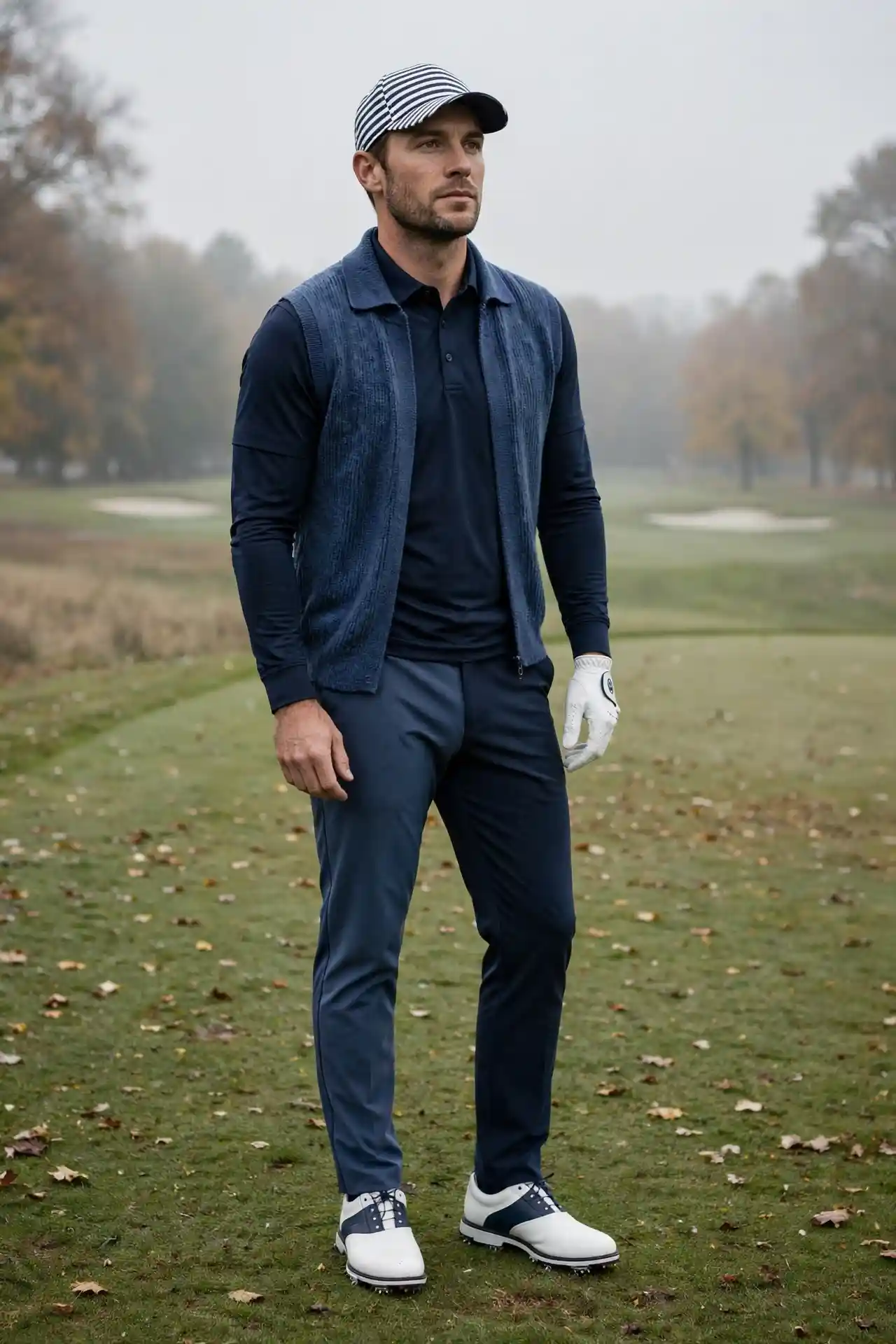 8 Men's Fall Golf Outfits for a Sharp Course Look 4 The Monochrome Navy Set