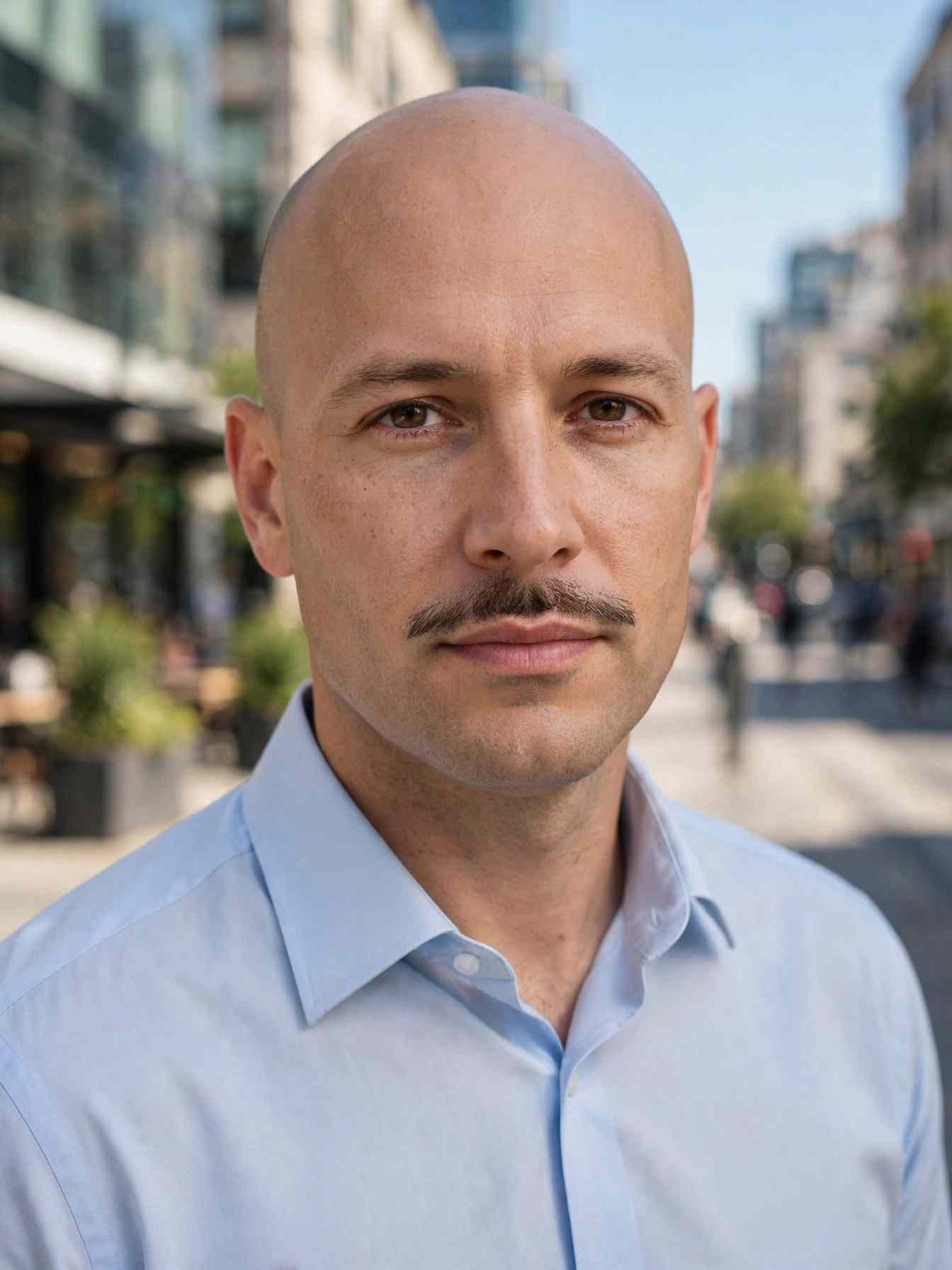 Bald Men with Mustache: 11 Timeless Style Ideas 6 The Pencil Mustache