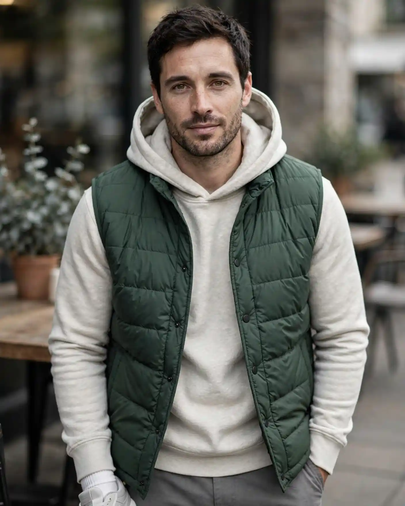 The Puffer Vest and Hoodie
