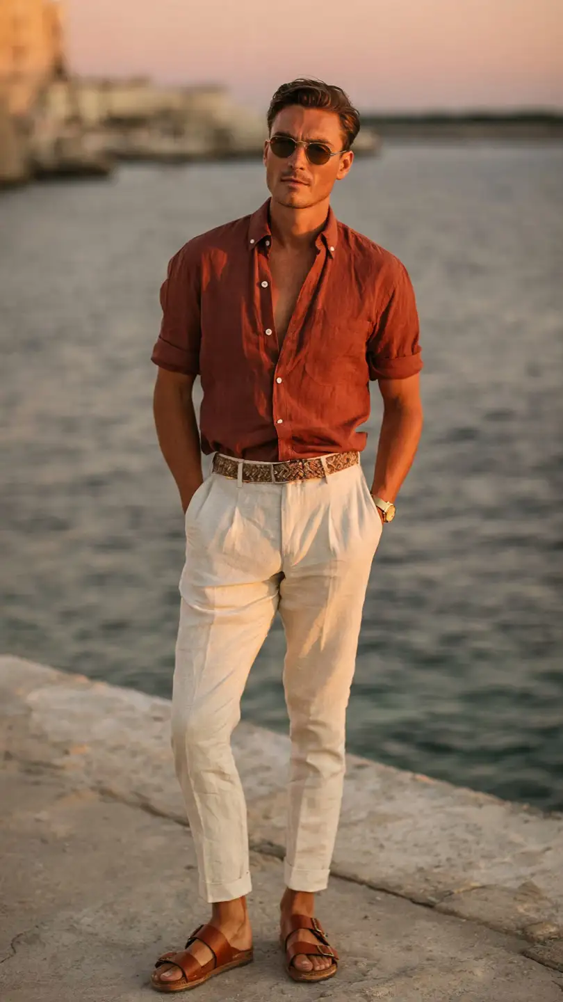 Italy Outfits for Men: 8 Stylish Vacation Looks 8 The Sicilian Evening — Color Without the Risk