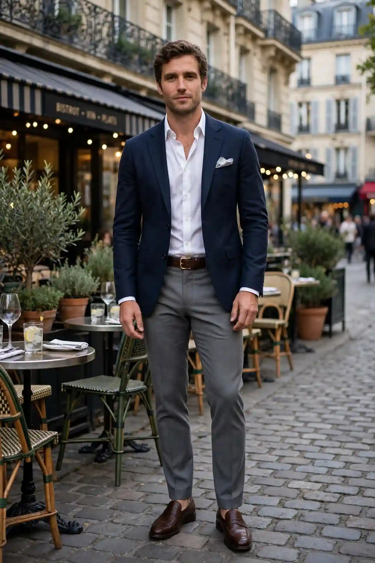 12 Paris Outfits for Men That Look Sharp Every Time 8 The Smart Blazer Combo — Dinner Without a Tie