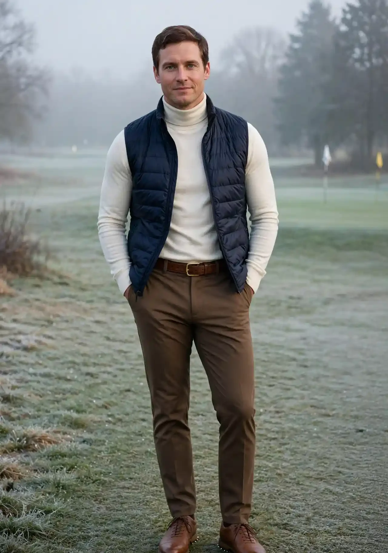 8 Men's Fall Golf Outfits for a Sharp Course Look 6 The Smart Layered Turtleneck