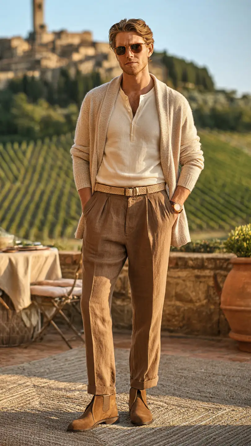 Italy Outfits for Men: 8 Stylish Vacation Looks 10 The Tuscan Countryside — Relaxed Gentleman Energy