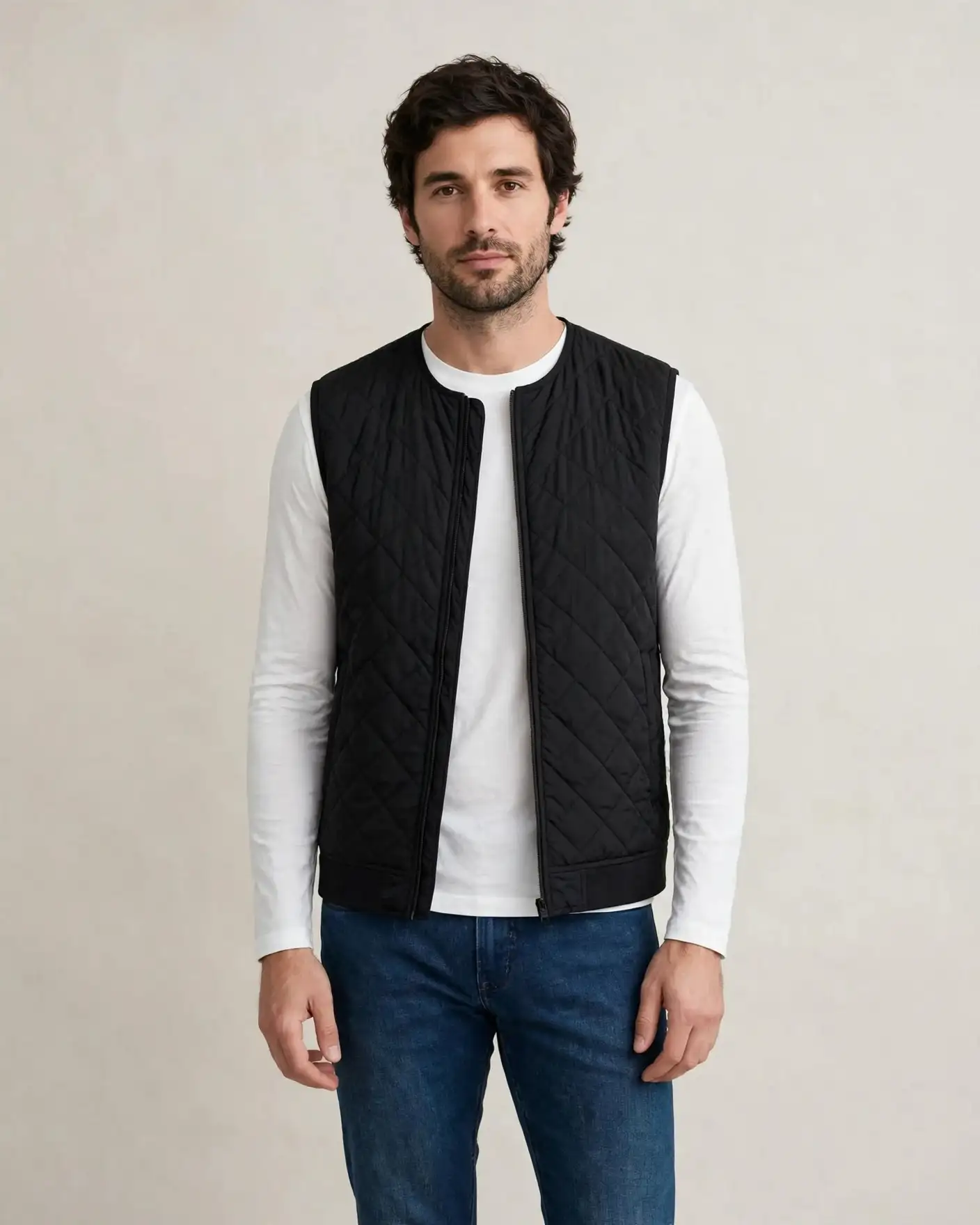 The Vest Over a Long-Sleeve Tee
