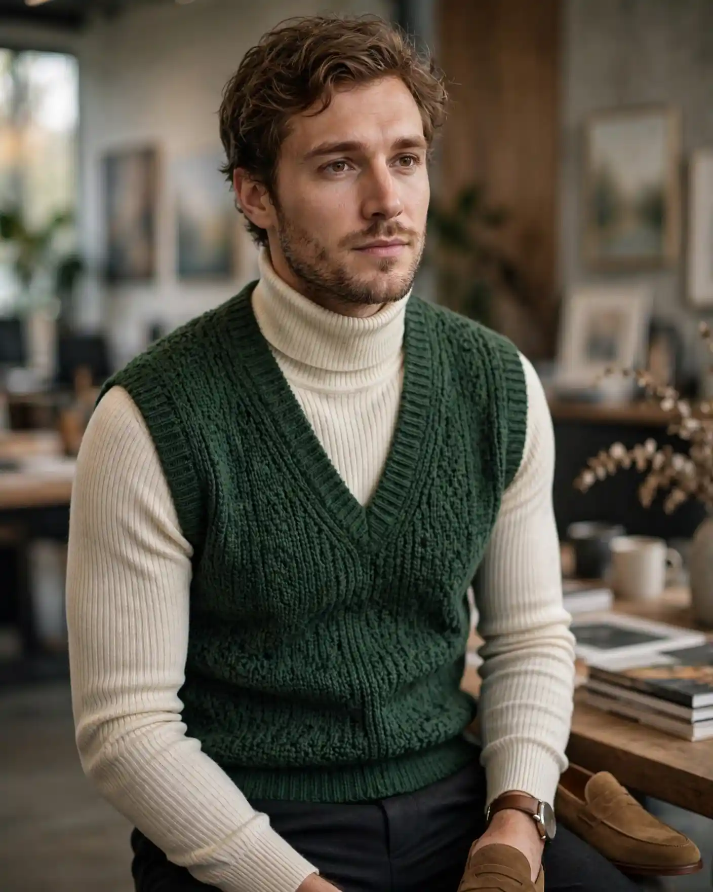 The Wool Vest and Turtleneck