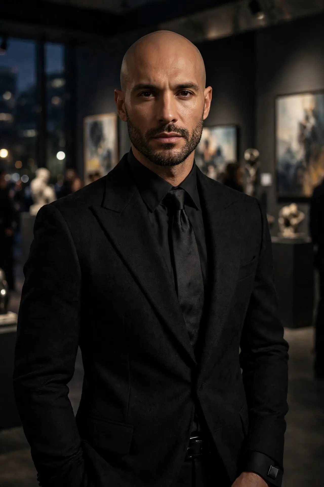 8 Bald Men Formal Style Ideas for a Polished Look 6 The All Black Formal Suit