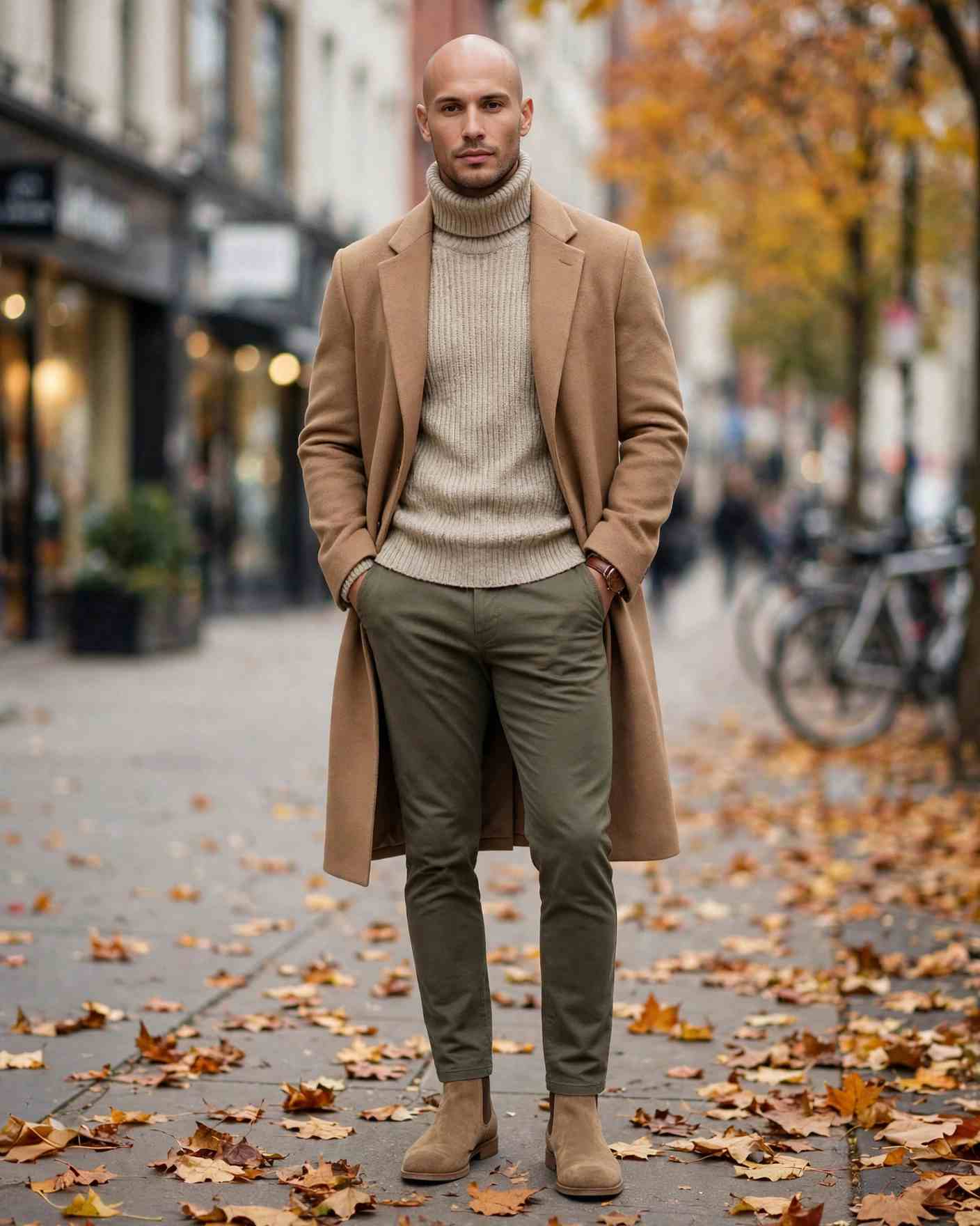 9 Bald Men Looks for a Sharp and Confident Style 8 The Layered Neutral