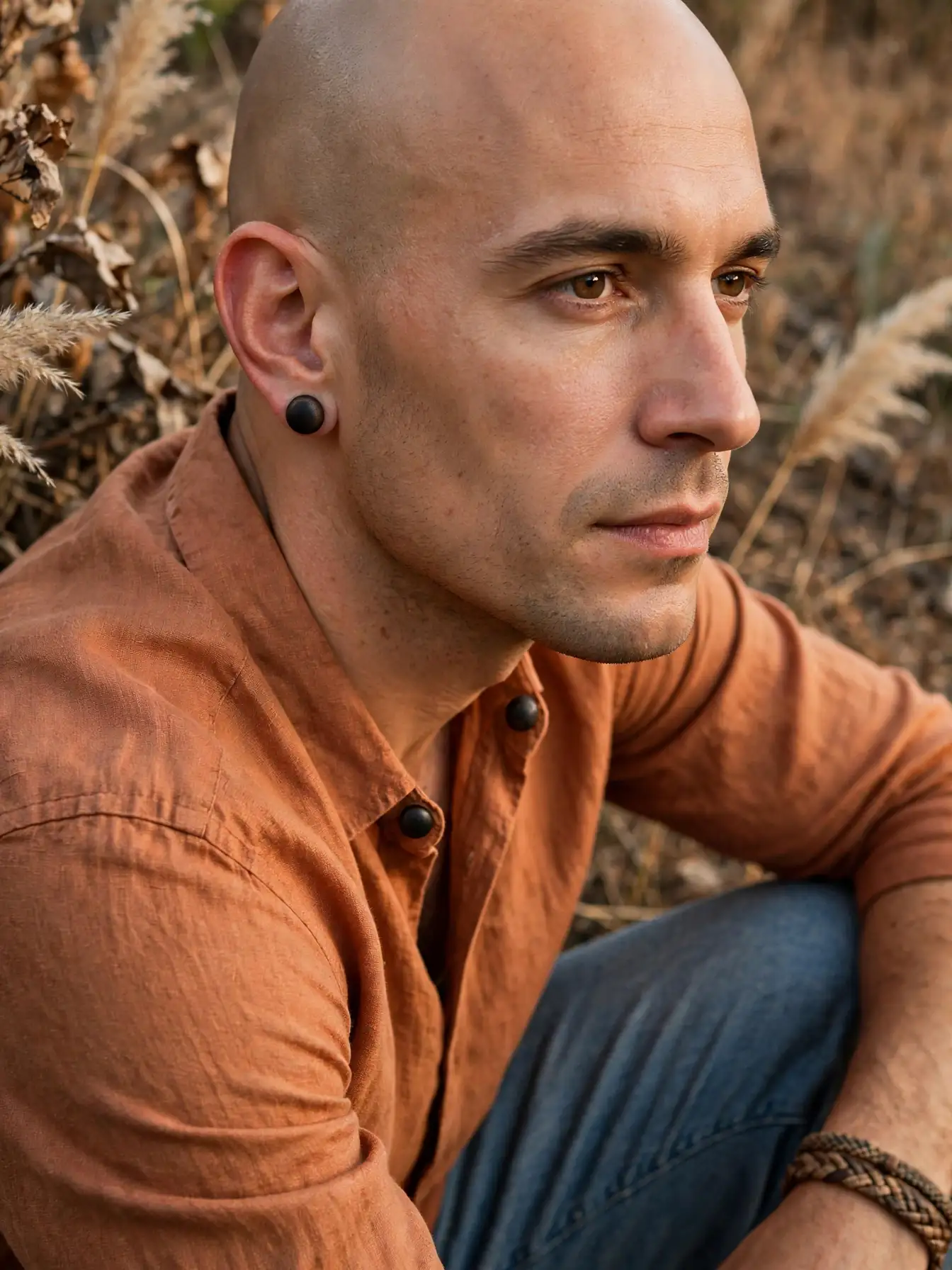 Bald Men Earrings: 8 Styles for a Bold Modern Look 9 The Wood or Stone Stud