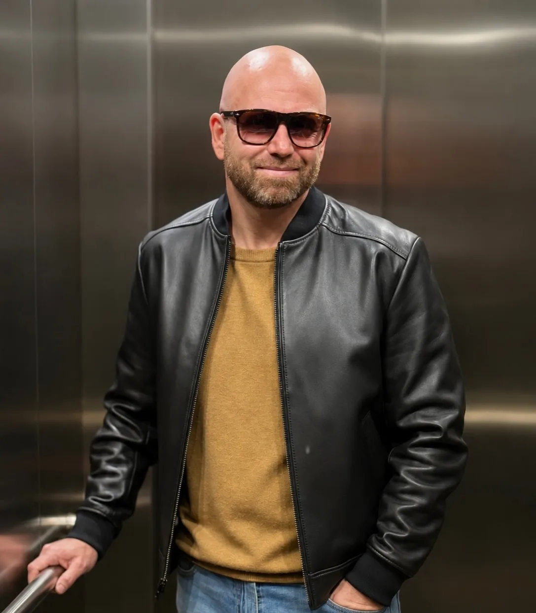 Bald Men Leather Jacket: 16 Ideas That Actually Work for Bald Men 5 micewald 1784381185