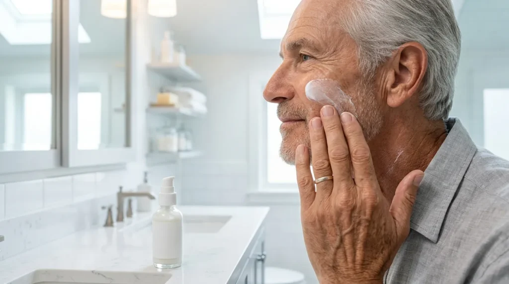 Men Who Stay Respected into Their 80s Quietly Do These 10 Things Every Day 2 Apply moisturizer and sunscreen to your face and neck