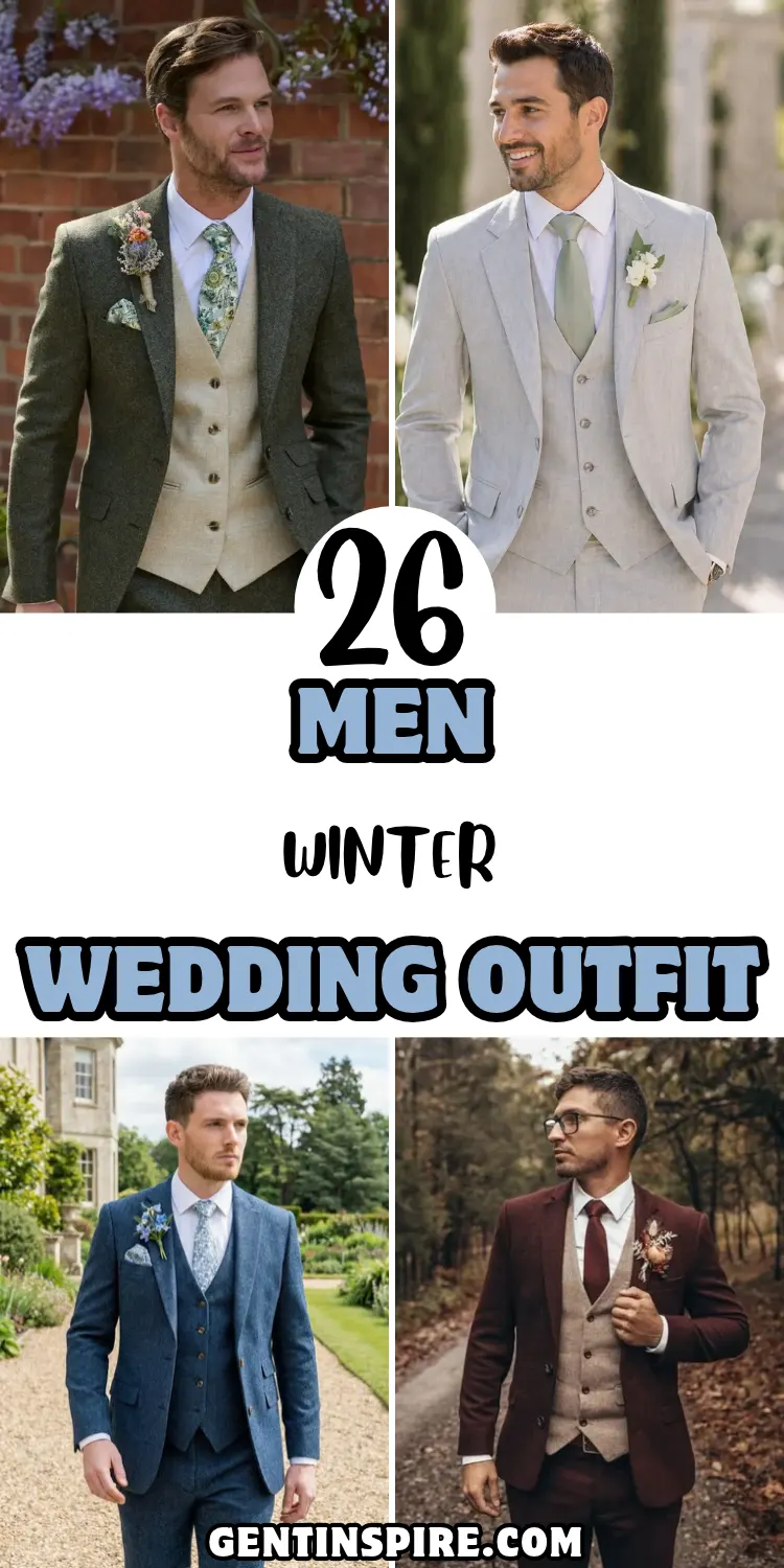 26 Men Winter Wedding Outfit Ideas for Grooms, Groomsmen and Guests 1 Men Winter Wedding Outfit